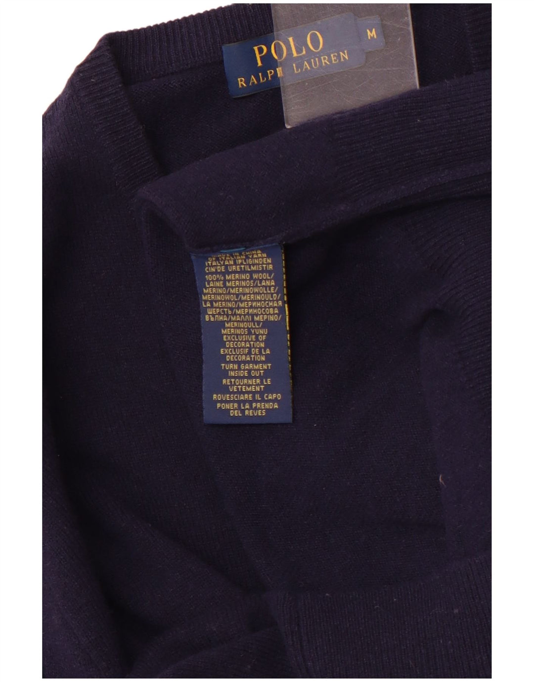 POLO RALPH LAUREN Herre V-hals sweater Medium Marineblå Merinould