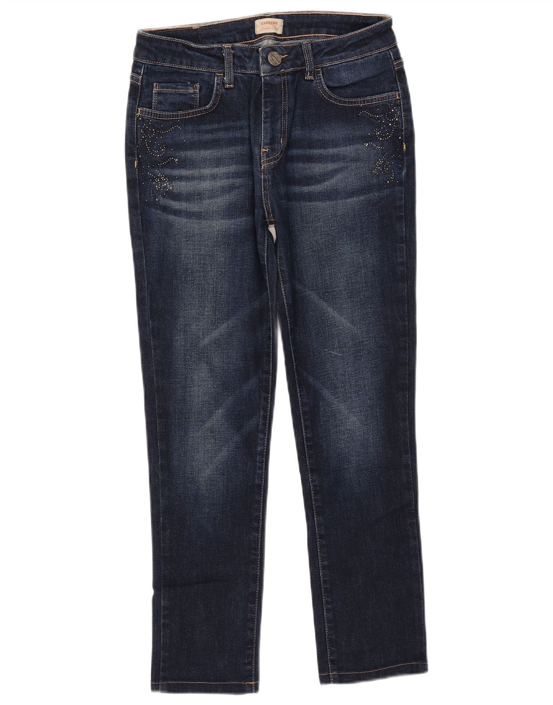 Carrera Dame Slim Cropped Jeans IT 44 Medium W29 L25 Marineblå Bomuld