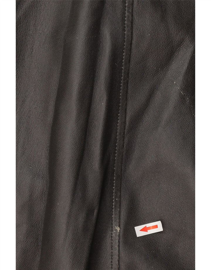 Vintage Herre Military Læderjakke IT 54 2XL Sort Læder