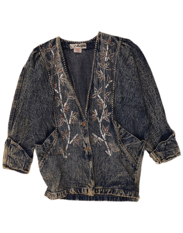 JAZZINO Dame 3/4 ærmet oversized denimjakke UK 18 XL Blue Floral