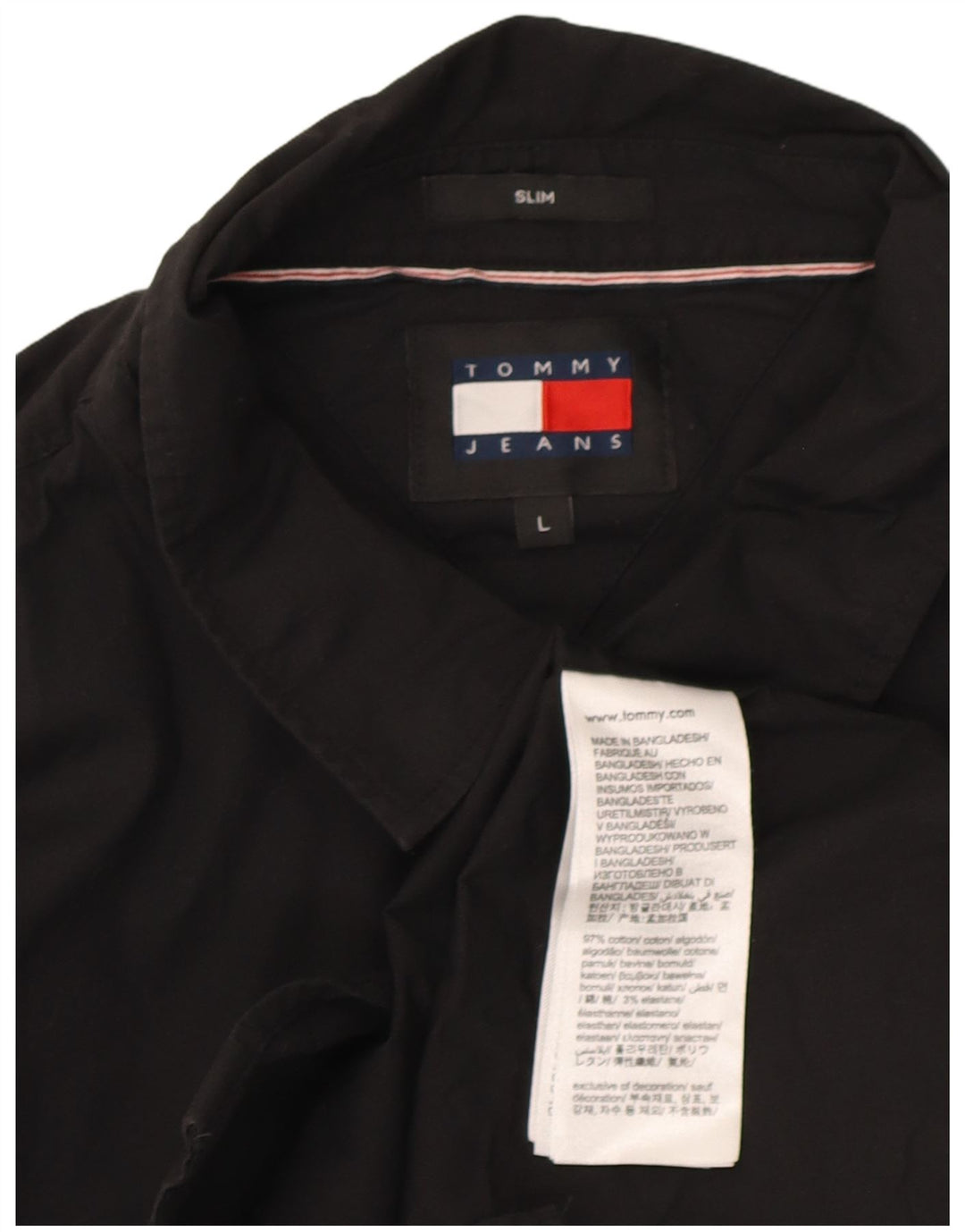 Tommy Hilfiger Herre Slim Fit skjorte Stor sort bomuld