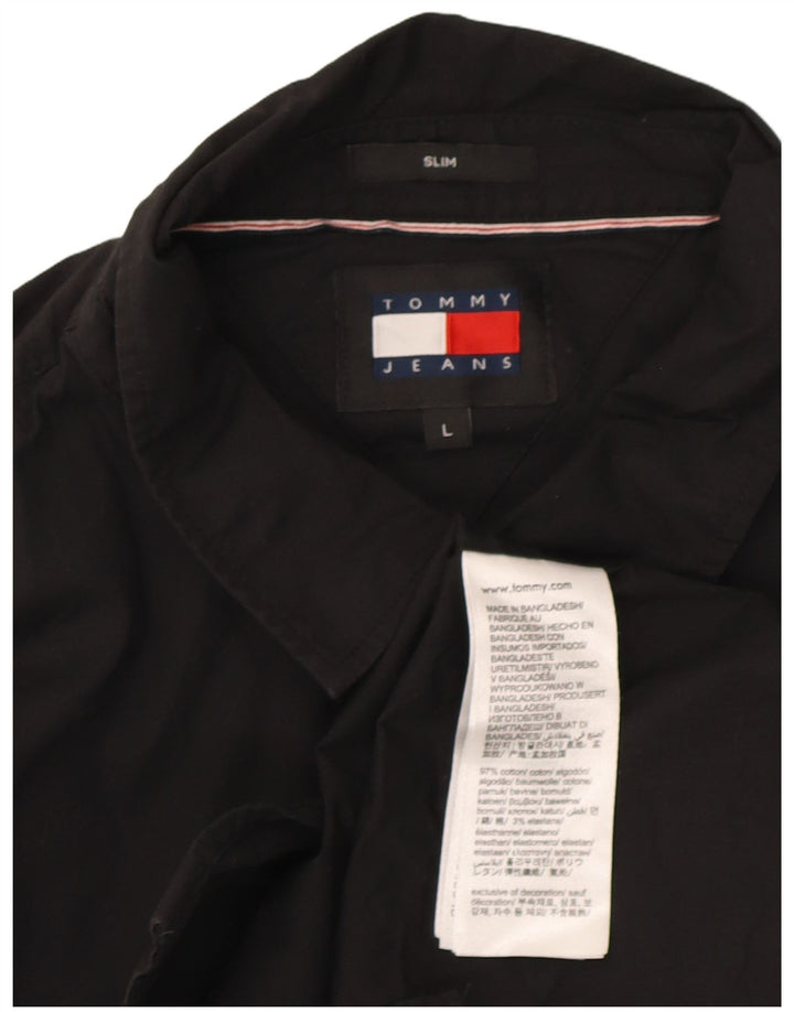 Tommy Hilfiger Herre Slim Fit skjorte Stor sort bomuld
