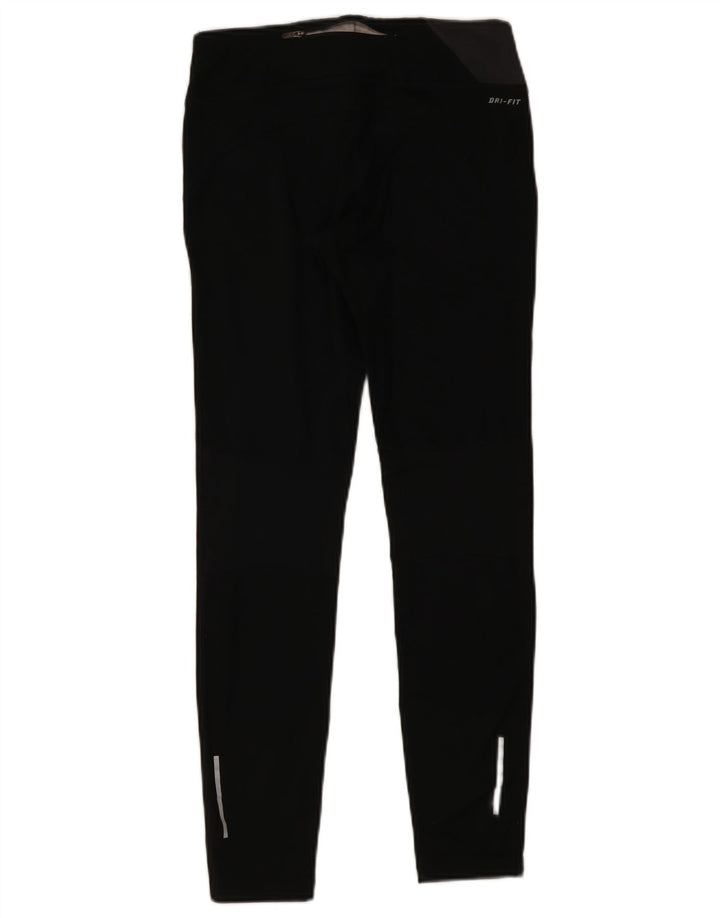 Nike Dame Dri Fit Leggings UK 12 Medium Sort Colourblock Polyester