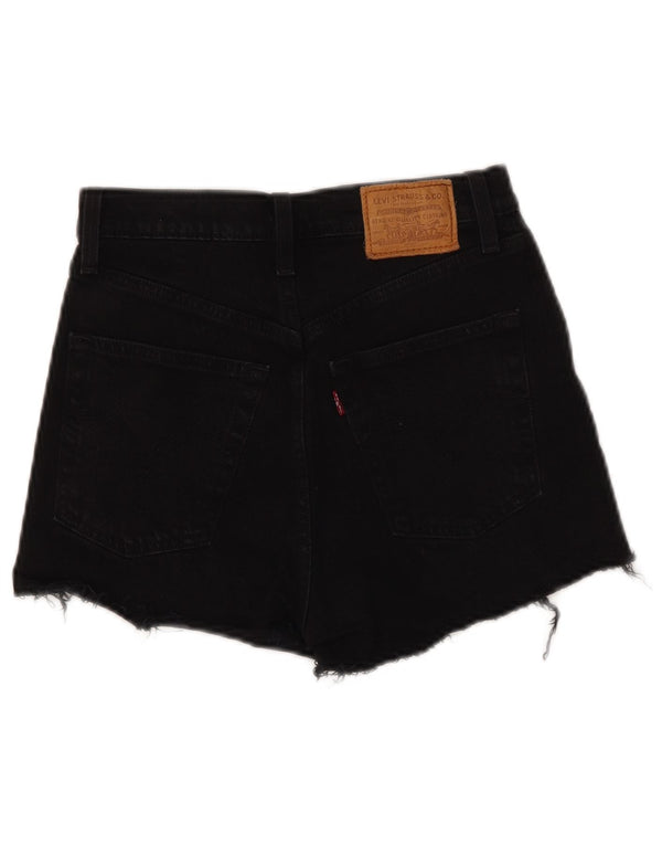 Levi's kvinders brede ben højtaljede denimshorts W25 XS sort bomuld