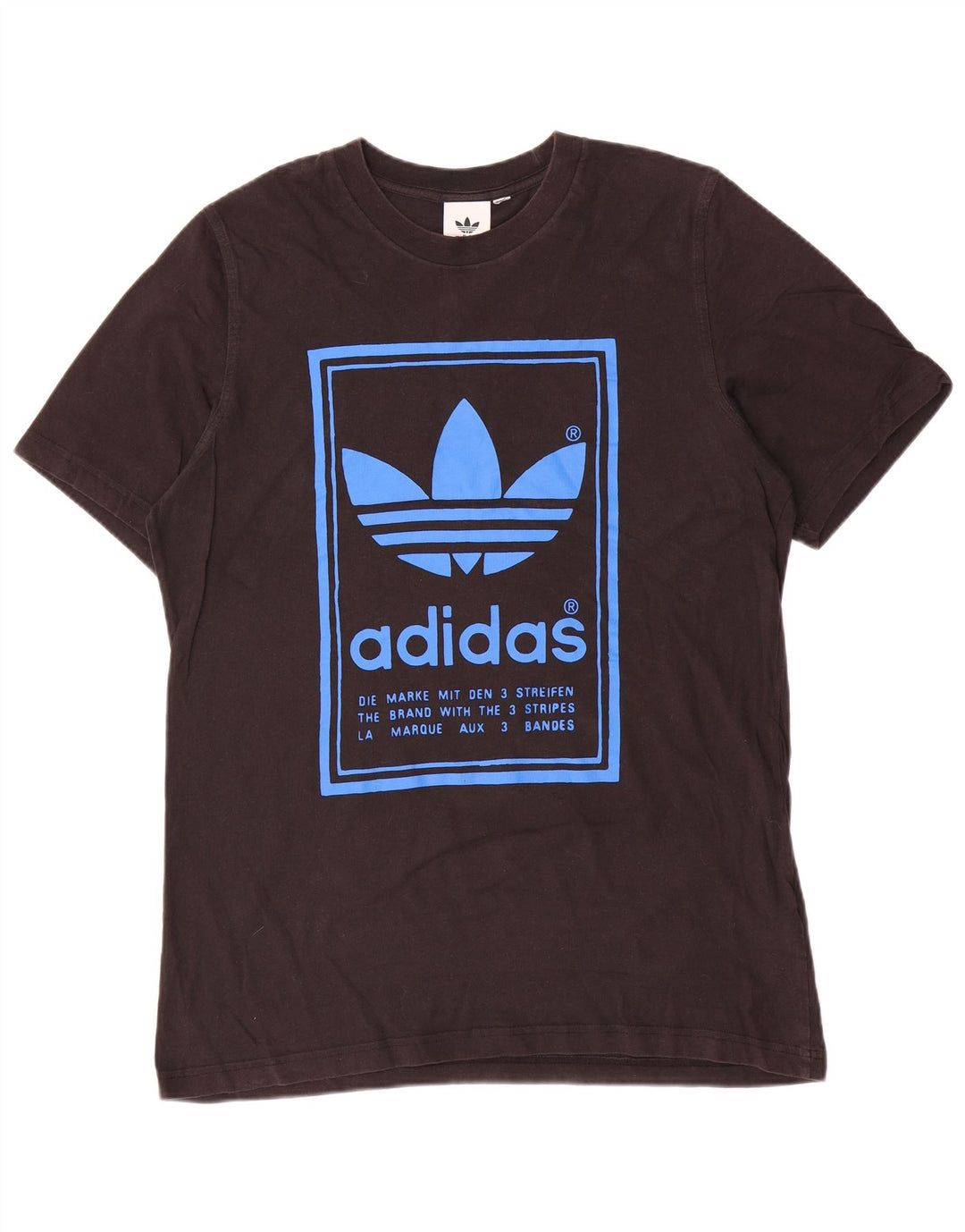 Adidas Tre Stripes Grafisk T-Shirt Top Medium Sort Bomuld