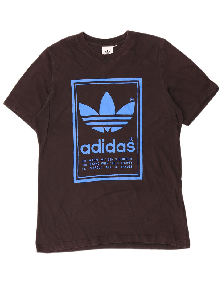 Adidas Tre Stripes Grafisk T-Shirt Top Medium Sort Bomuld