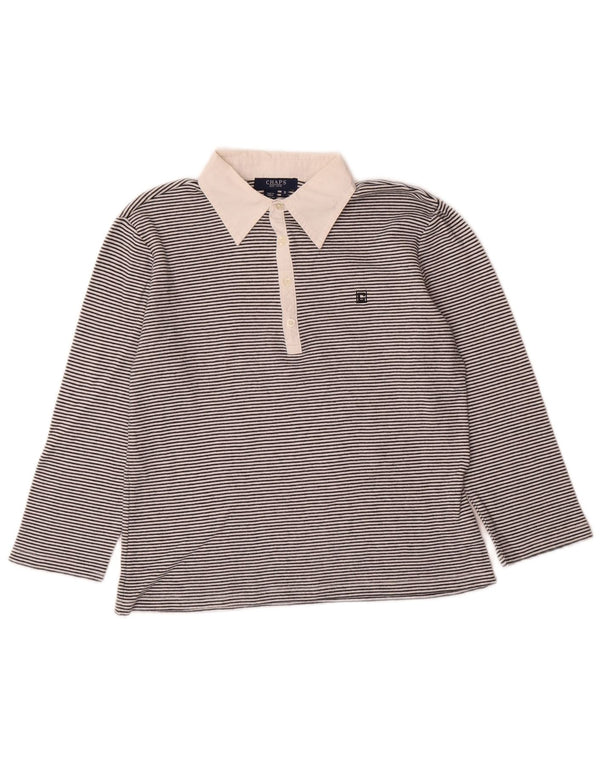 Chaps 3/4 ærmet poloshirt til kvinder UK 10 Lille sort stribet bomuld