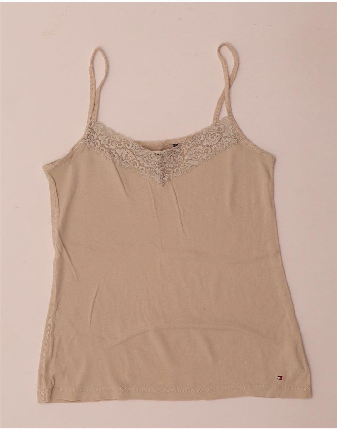 Tommy Hilfiger Dame Cami Top UK 12 Medium Beige Bomuld