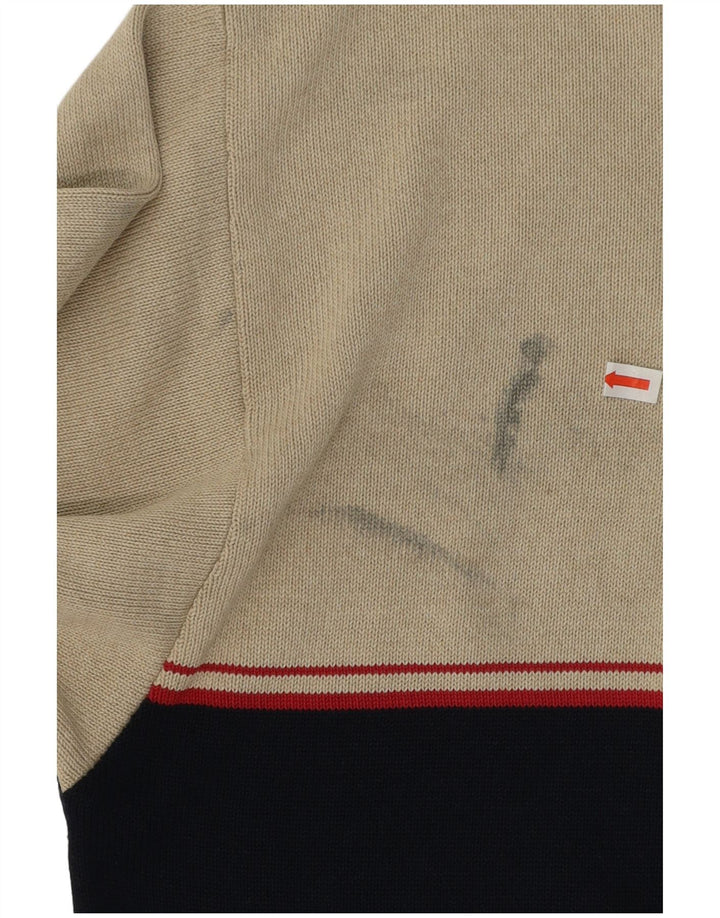 Vintage sweater til mænd Stor Beige Colourblock Polyacryl