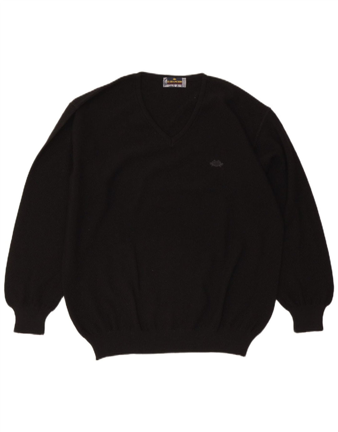 Il Granchio Herre V-hals sweater Stor sort uld