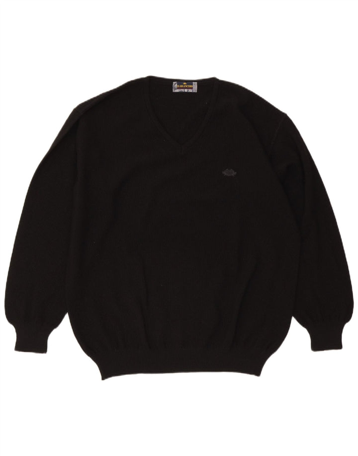 Il Granchio Herre V-hals sweater Stor sort uld