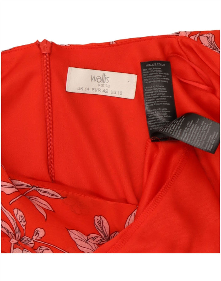 WALLIS Langærmet maxikjole til kvinder UK 14 Large Red Floral Polyester