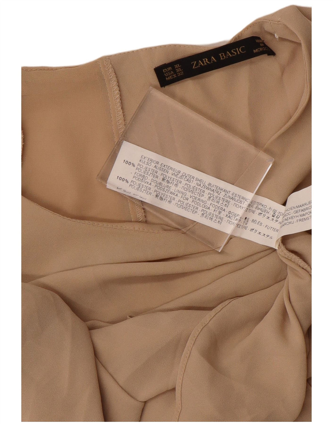 Zara skjortebluse til kvinder UK 18 XL Beige Polyester