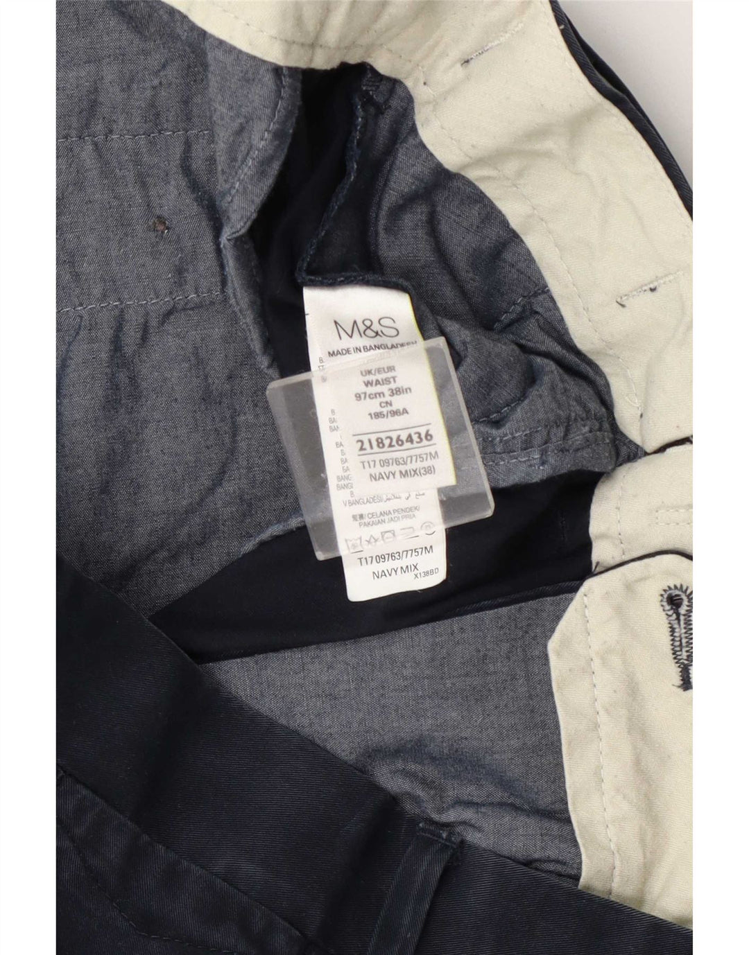 Marks & Spencer Herre Chino Shorts W38 XL Marineblå Bomuld