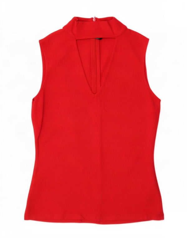 Karen Millen Damebluse Top UK 10 Lille rød viskose