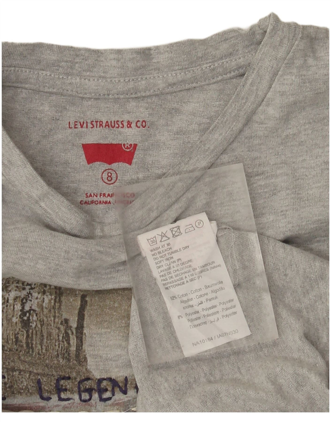 Levi's Boys Grafisk Top Langærmet 7-8 år Grå Flecked Bomuld