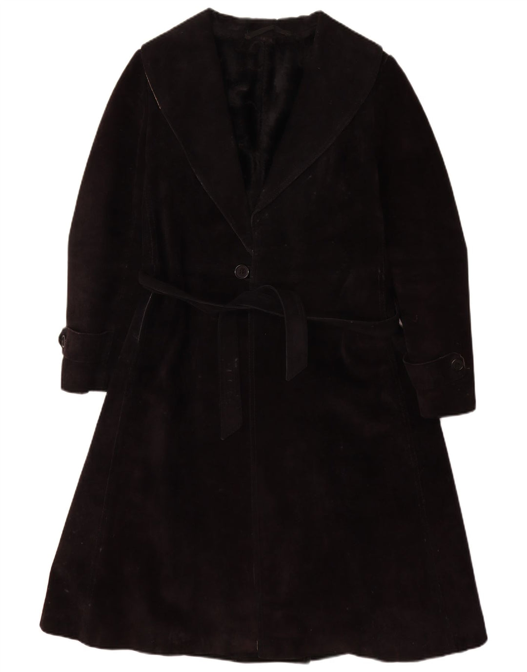Vintage Dame Shearling Coat UK 10 Lille sort læder