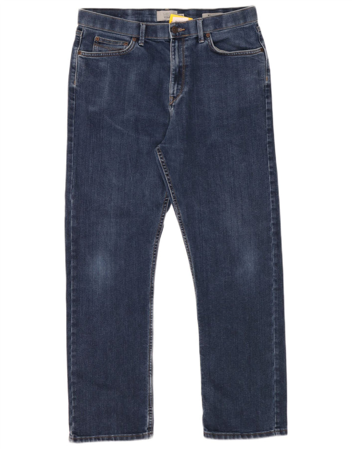 Marks & Spencer Herre Regular Straight Jeans W34 L29 Blå Bomuld
