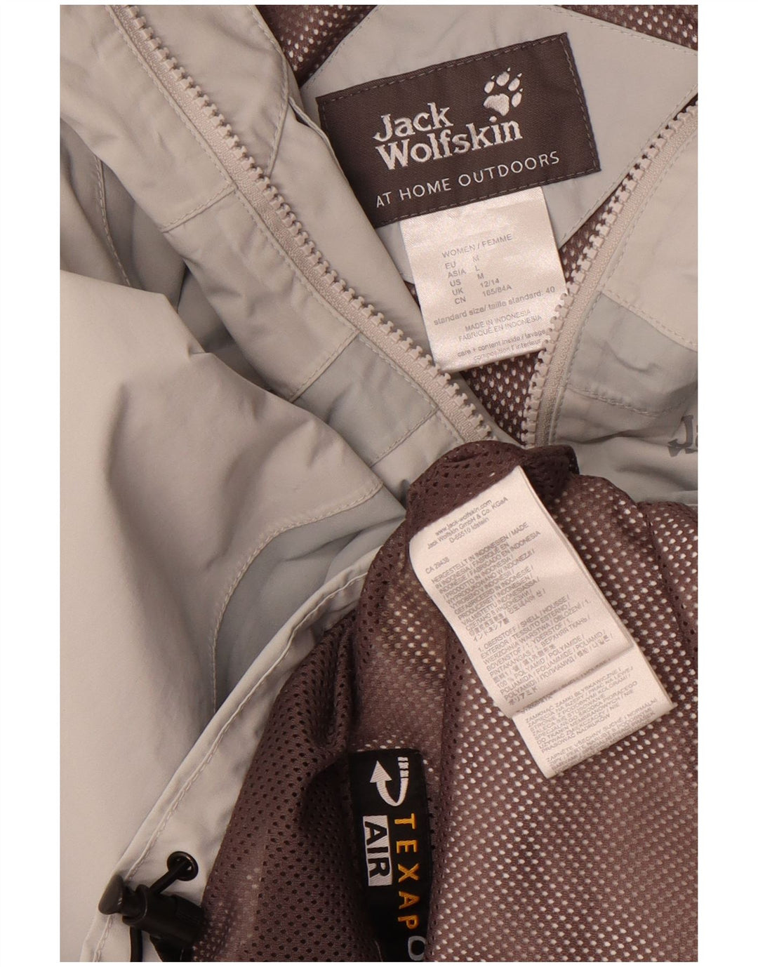 Jack Wolfskin Regnjakke med hætte til kvinder UK 12/14 Medium Grey Colourblock