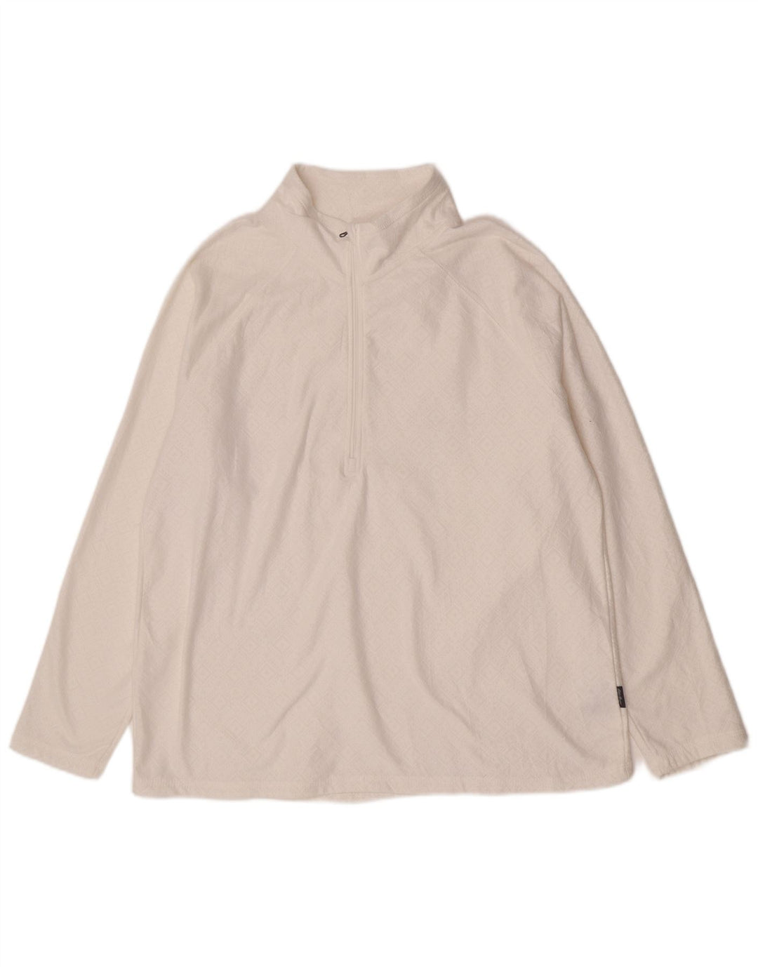 Eddie Bauer Womens Zip Neck Pullover Træningsdragt Top UK 18 XL Hvid Geometrisk