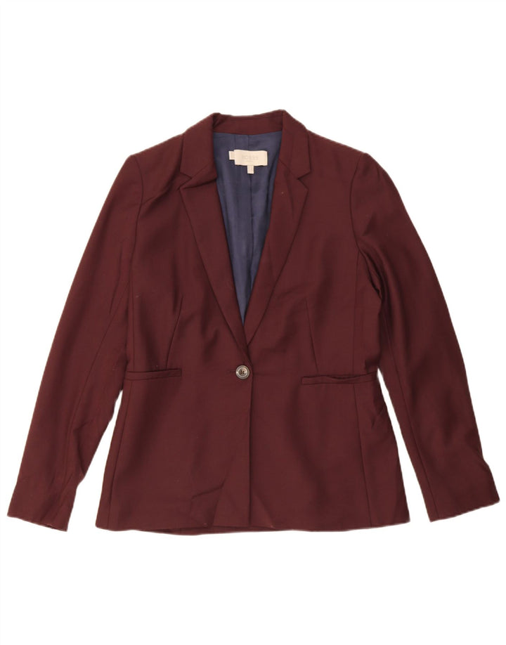 Hobbs Dame 1 Knap Blazer Jacket UK 10 Small Bourgogne Polyester