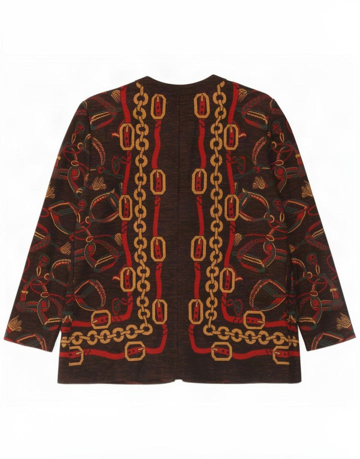 Pierre Cardin Dame abstrakt mønster 5-knaps blazerjakke IT 48 XL Brun