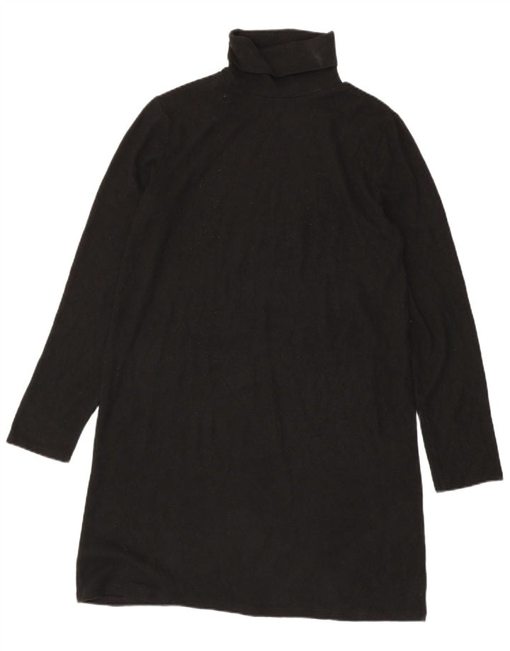 Zara Dame Rullehals Jumper Kjole UK 12 Medium Sort Polyester