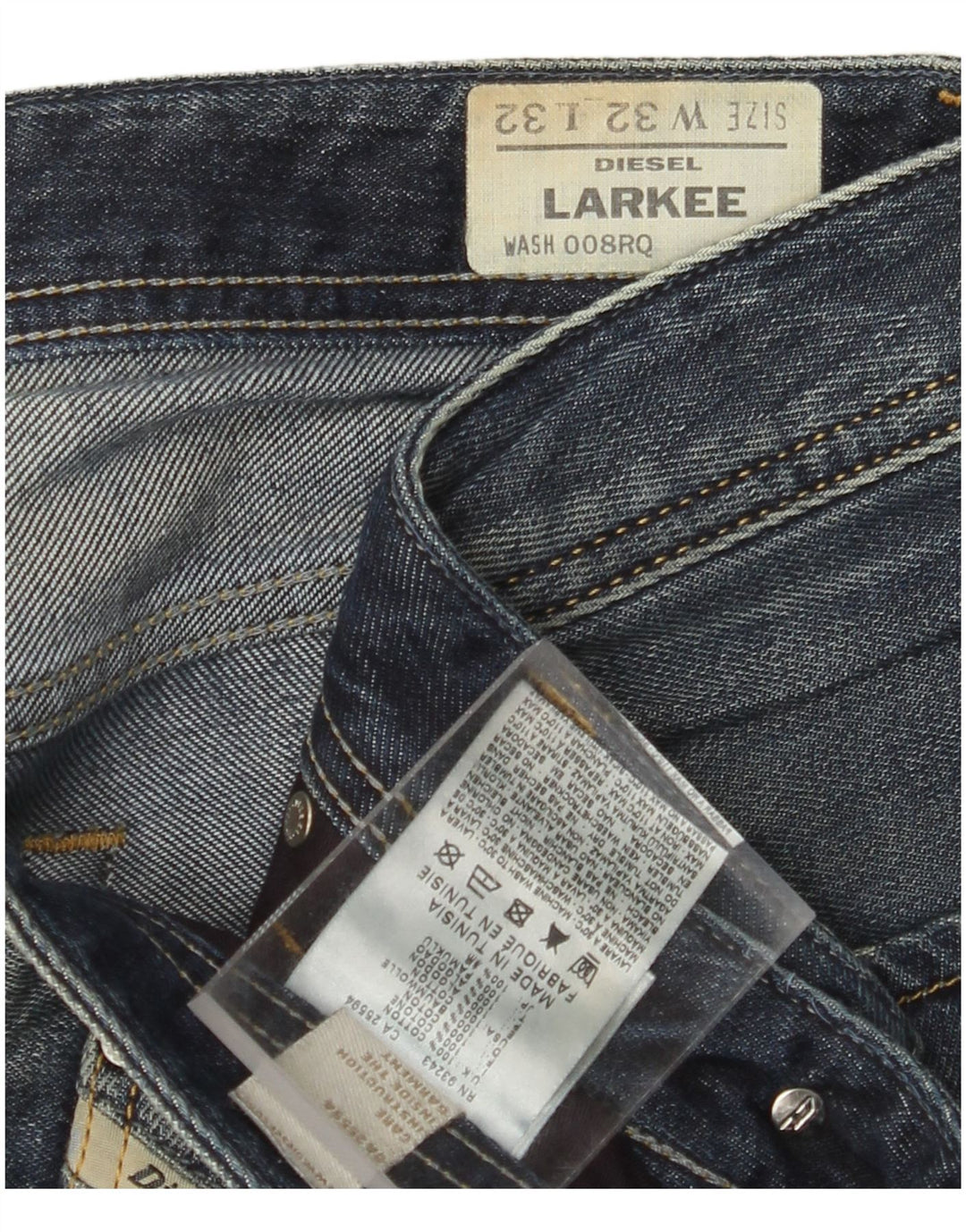 DIESEL Dame Larkee Distressed Slim Jeans W32 L32 Blå Bomuld