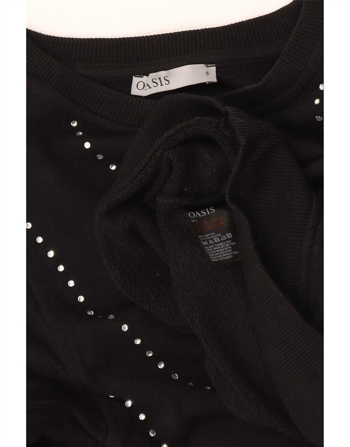 Oasis Dame Sweatshirt Jumper UK 10 Lille sort stribet bomuld