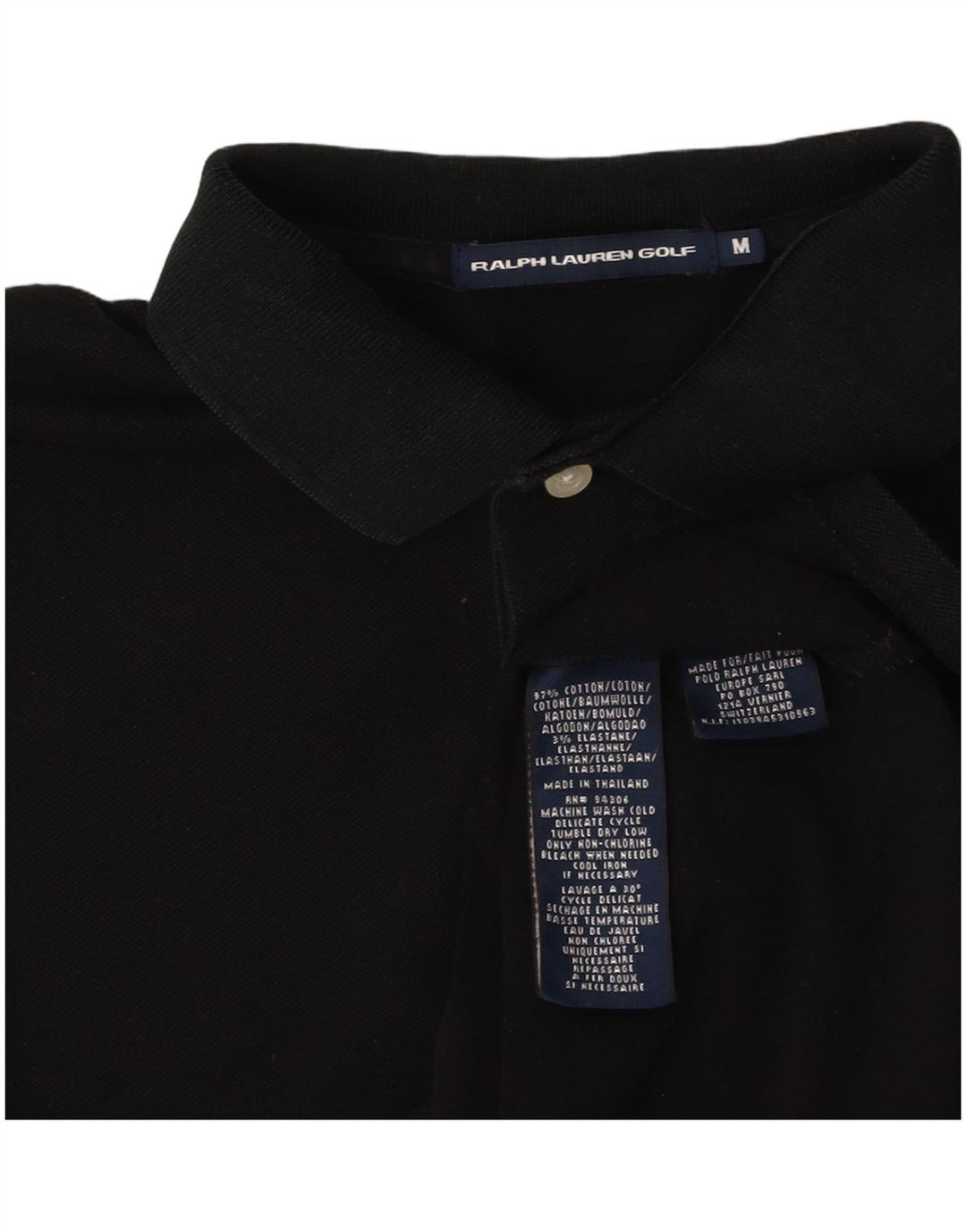 RALPH LAUREN Womens Polo Shirt UK 12 Medium Black Cotton