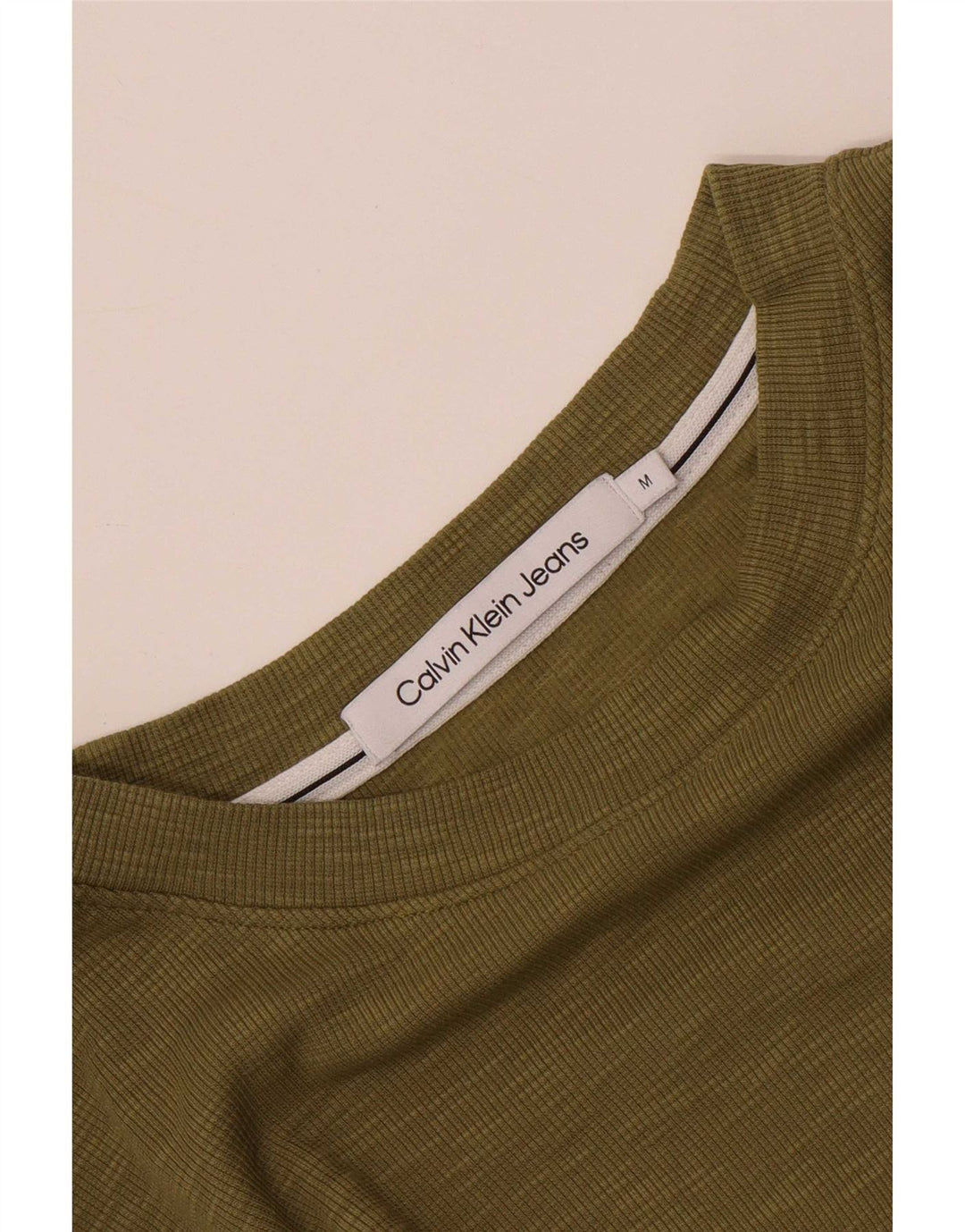 Calvin Klein Herre T-Shirt Top Medium Khaki Colourblock