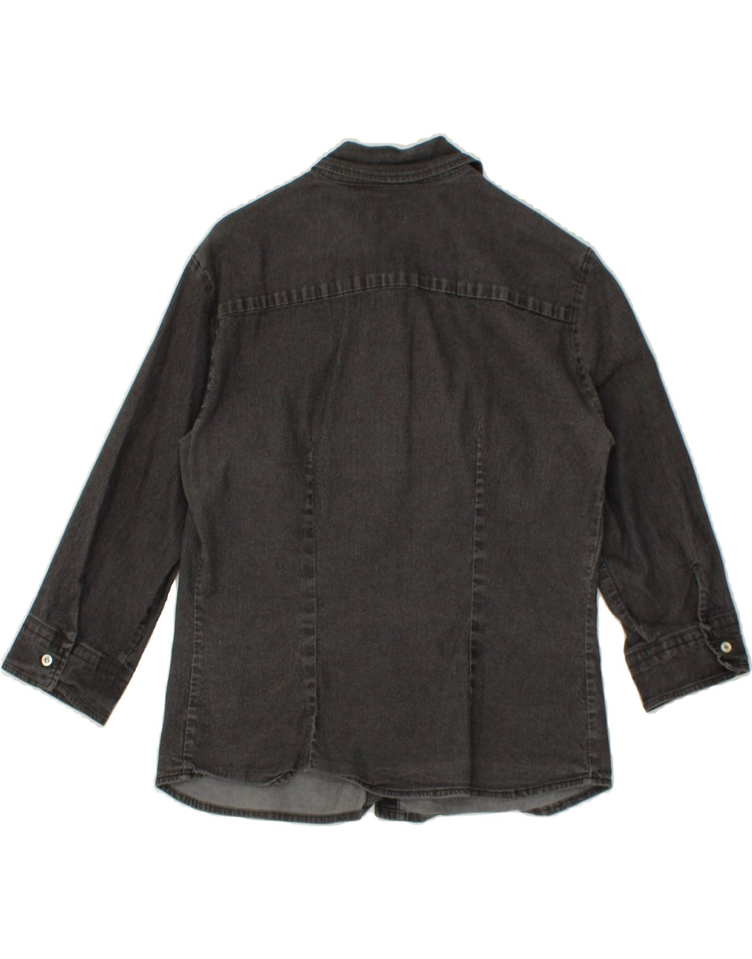 BENETTON Womens 3/4 Sleeve Shirt UK 12 Medium Grey Vintage Benetton and Second-Hand Benetton from Messina Hembry 