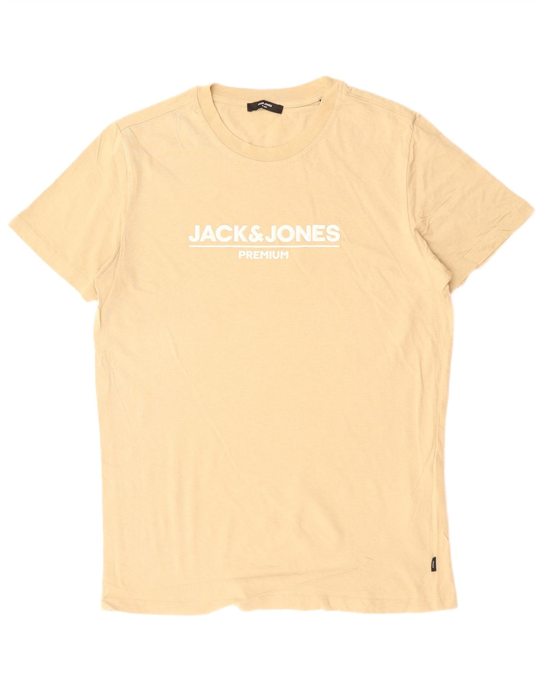 JACK & JONES Herre grafisk T-shirt Top Medium Beige Bomuld