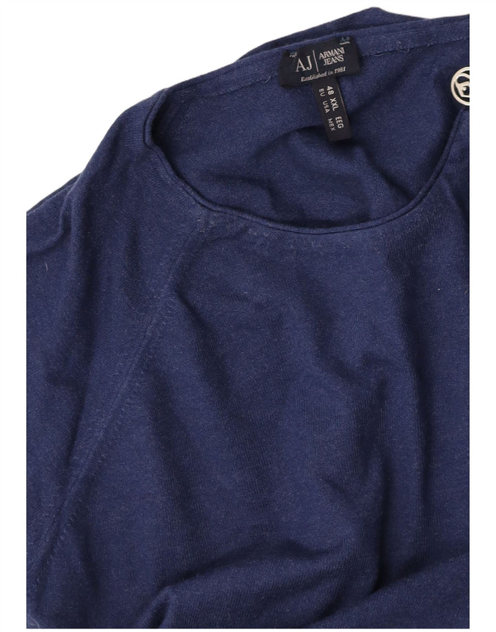 ARMANI Dame Zip Neck Sweater EU 48 2XL Navy Blue