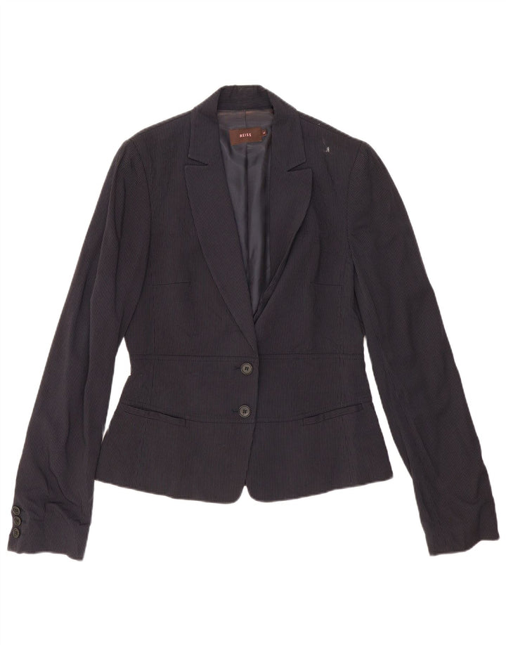 Reiss Dame 2 Button Blazer Jacket UK 12 Medium Navy Blue Pinstripe
