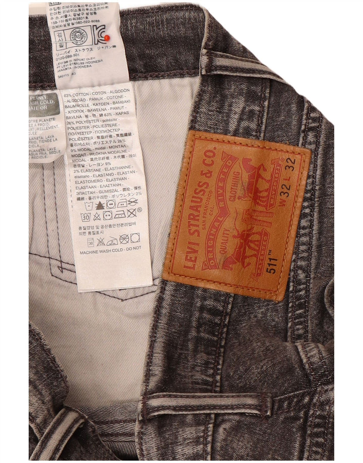 Levi's Herre 511 Slim Jeans W32 L32 Grå Flecked Bomuld