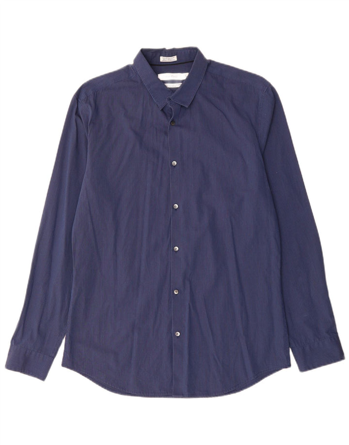 CALVIN KLEIN Herreskjorte str. 15 15 1/2 Medium Marineblå nålestribet bomuld