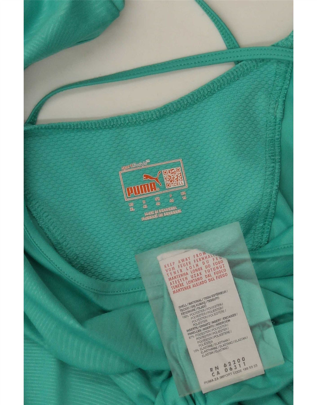 Puma T-shirt top UK 16 Stor turkis geometrisk polyester