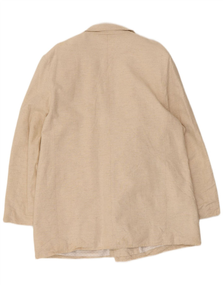 Vintage herre dobbeltradet blazerjakke EU 46 lille beige bomuld