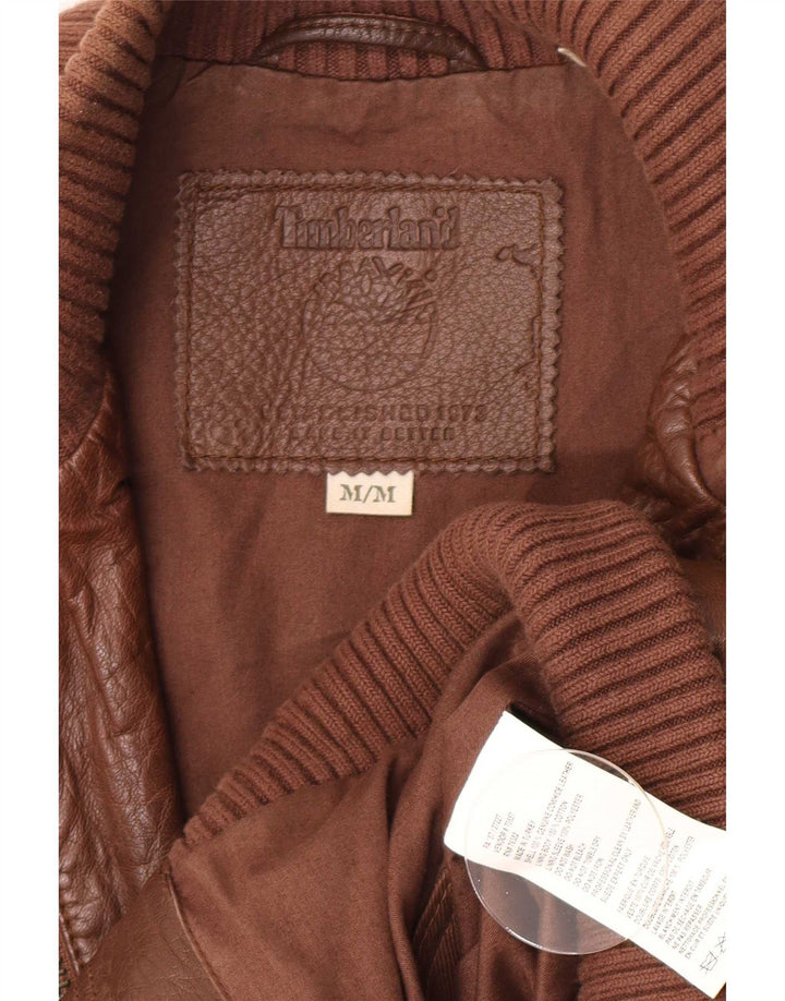 Timberland Herre Bomber Læderjakke UK 38 Medium Brun