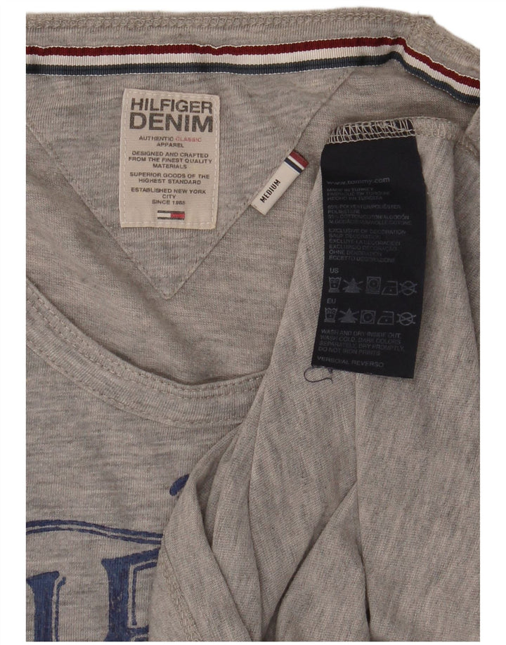 Tommy Hilfiger Dame Grafisk T-Shirt Top UK 12 Medium Grå Polyester