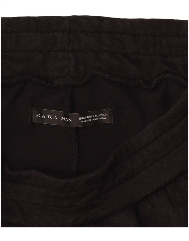 Zara Herre grafiske sportsshorts Medium sort bomuld