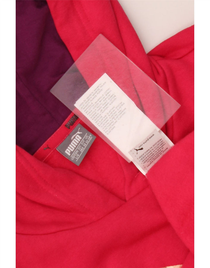 PUMA Grafisk hættetrøje til piger 11-12 år Pink Colourblock Bomuld