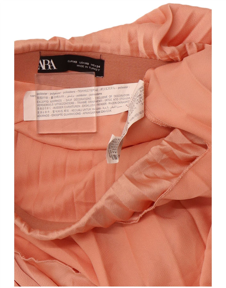 ZARA Maxi plisseret nederdel til kvinder XS W24 Pink polyester
