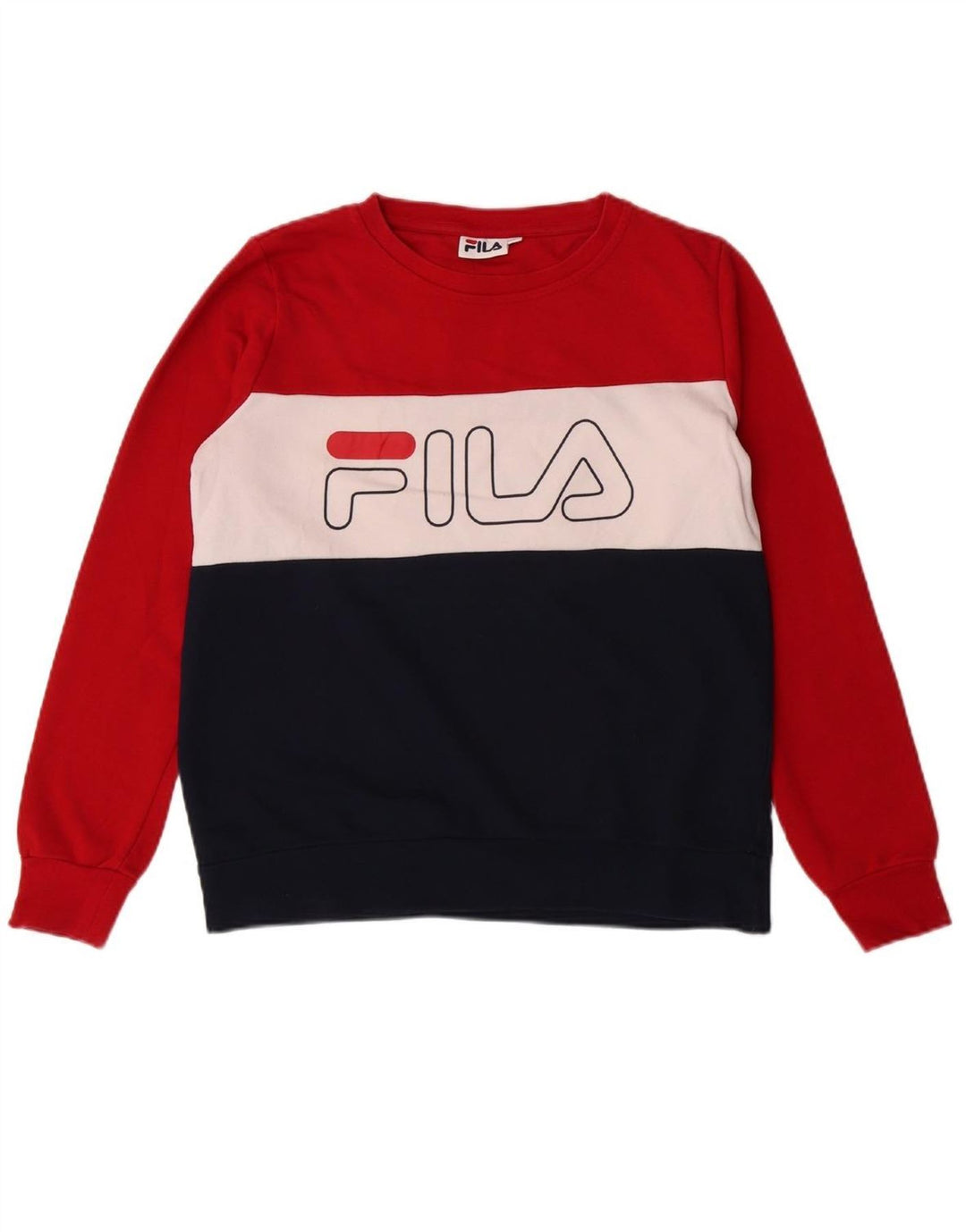 FILA Womens Sweatshirt Jumper UK 10 Small Multicoloured Colourblock