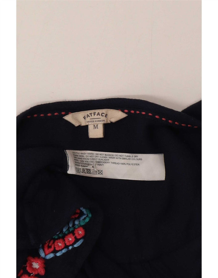 Fat Face Dame Oversized Cardigan Top UK 14 Medium Navy Blue Geometrisk