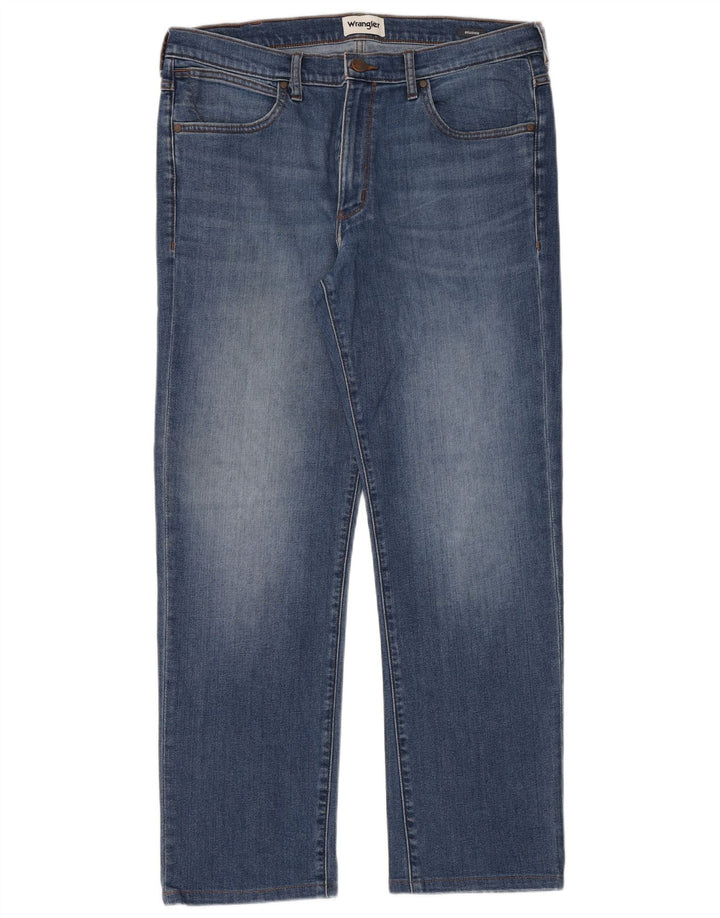 Wrangler Herre Arizona Straight Jeans W36 L30 Blå Bomuld