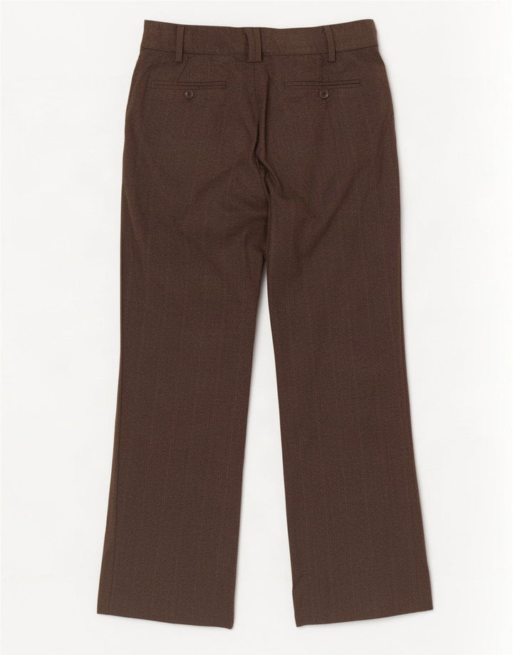 Zara Dame Bootcut Suit Bukser EU 36 XS W26 L28 Brun Stribet Polyester