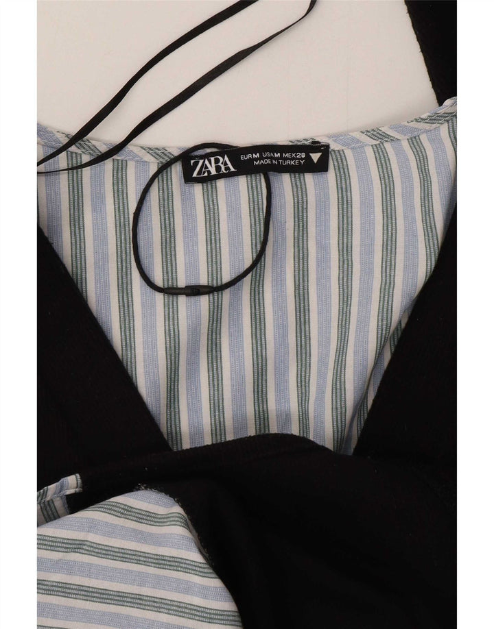 Zara skjortebluse til kvinder UK 14 Mellem sort stribet bomuld