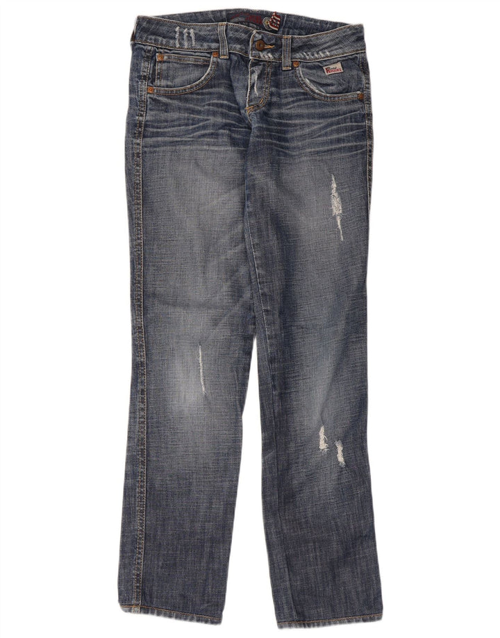 Roy Rogers Dame Distressed Straight Jeans IT 42 Medium W28 L30 Blå